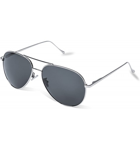 Semi-rimless Polarized Mens Sunglasses Womens UV 400 Sunglasses For Man and Woman. - Aviator-silver Frame Grey Lens - CX18E6Z...