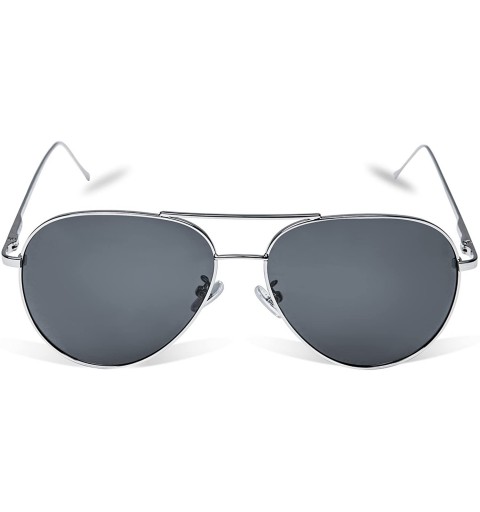 Semi-rimless Polarized Mens Sunglasses Womens UV 400 Sunglasses For Man and Woman. - Aviator-silver Frame Grey Lens - CX18E6Z...