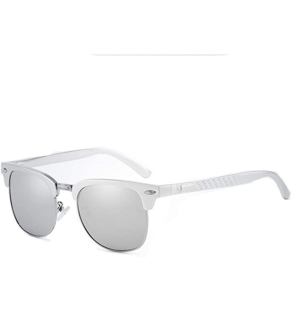 Sport Semi Rimless Sunglasses Polarized for Men Women - Classic Retro Half Frame Sunglasse with Metal Rivets - CZ18UYW3AAN $1...