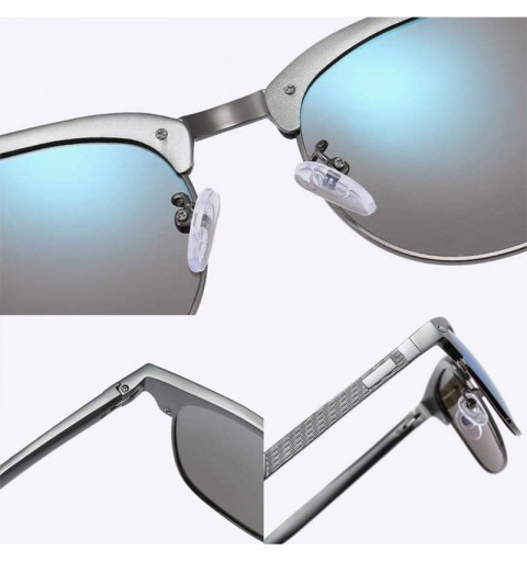 Sport Semi Rimless Sunglasses Polarized for Men Women - Classic Retro Half Frame Sunglasse with Metal Rivets - CZ18UYW3AAN $1...