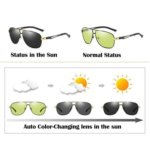 Aviator Men's Polarized Photochromic UV Protection Sunglasses Metal Frame with Spring Hinges Driving Eyewear - CI18QSKQUAQ $1...