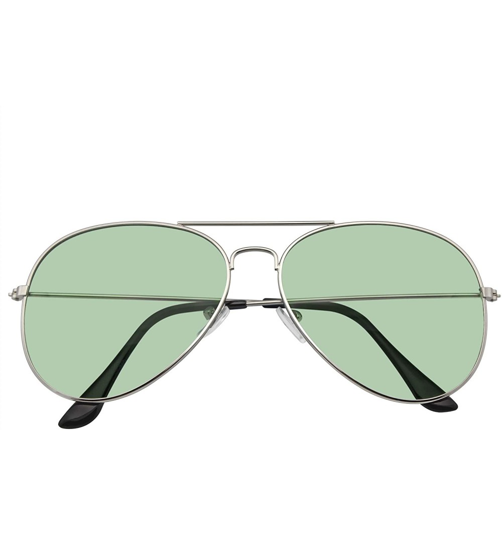 Aviator Aviator Sunglasses Vintage Mirror Lens New Men Women Fashion Frame Retro Pilot - Color Tone - Green Silver - CP18WGC0...