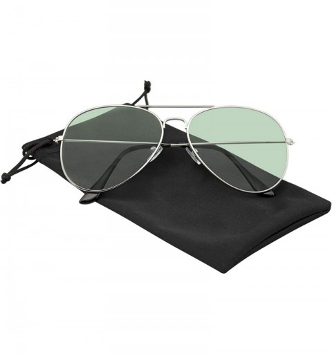 Aviator Aviator Sunglasses Vintage Mirror Lens New Men Women Fashion Frame Retro Pilot - Color Tone - Green Silver - CP18WGC0...