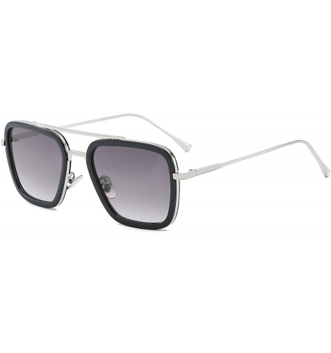 Sport Sunglasses Square optional Classic - Silver Frame/Grey Lens(same Stark） - CE18WE7KUKQ $18.43