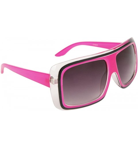 Rectangular Fashion Sun Style Transparent Frame with Black Accent Tone UV Protection Sunglasses Frame Unisex Eyewear - C712HV...