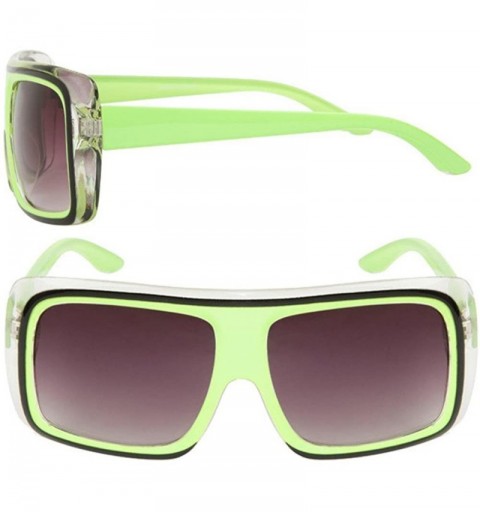 Rectangular Fashion Sun Style Transparent Frame with Black Accent Tone UV Protection Sunglasses Frame Unisex Eyewear - C712HV...