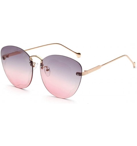 Rectangular Unisex Metal Frames Oversized Classic Sunglasses Plastic lens UV400 - Gray Pink - CM18NIL42EK $11.13