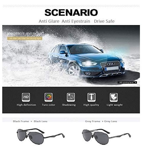 Aviator Aviator Sunglasses Polarized UV Protective Anti Glare For Driving And Sightseeing For Big Face shape - Black - CQ18OO...
