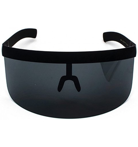 Rectangular Men Women Oversize Huge Visor Big Shield Mask Half Face Large Mirror Sunglasses - Black - C118G2O3W0A $20.30