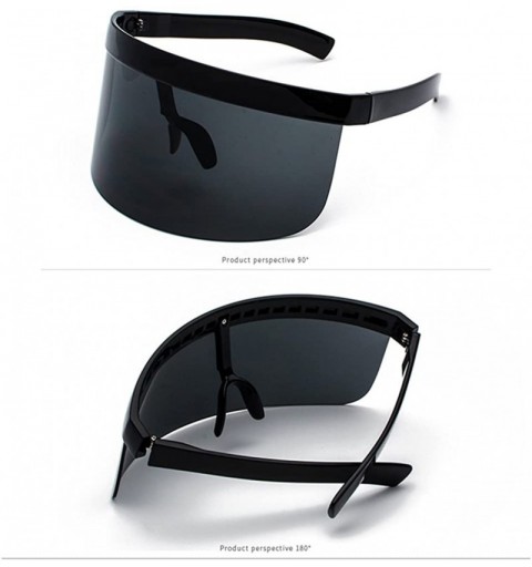 Rectangular Men Women Oversize Huge Visor Big Shield Mask Half Face Large Mirror Sunglasses - Black - C118G2O3W0A $20.30