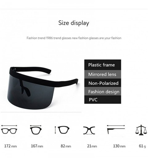 Rectangular Men Women Oversize Huge Visor Big Shield Mask Half Face Large Mirror Sunglasses - Black - C118G2O3W0A $20.30