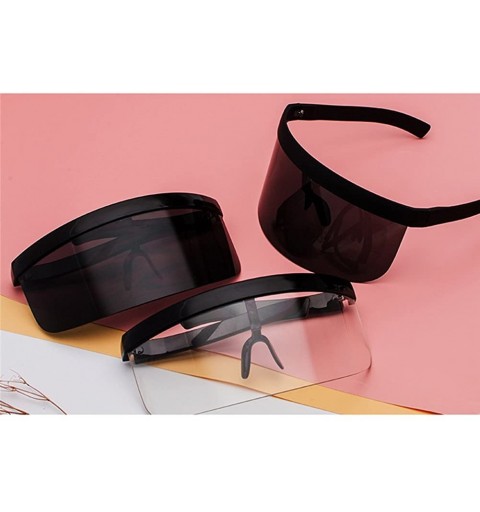 Rectangular Men Women Oversize Huge Visor Big Shield Mask Half Face Large Mirror Sunglasses - Black - C118G2O3W0A $20.30