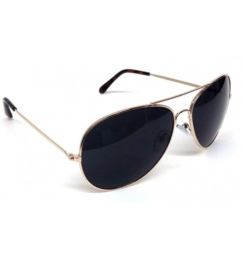 Aviator Black & Gold Pilot Aviator Sunglasses - Black & Gold - CE11FD36QEF $22.88