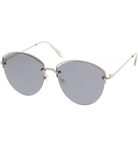 Semi-rimless Modern Metal Nose Bridge Mirrored Flat Lens Semi-Rimless Sunglasses 60mm - Silver / Silver Mirror - C9182279LAI ...