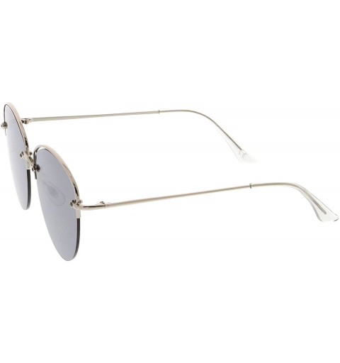 Semi-rimless Modern Metal Nose Bridge Mirrored Flat Lens Semi-Rimless Sunglasses 60mm - Silver / Silver Mirror - C9182279LAI ...