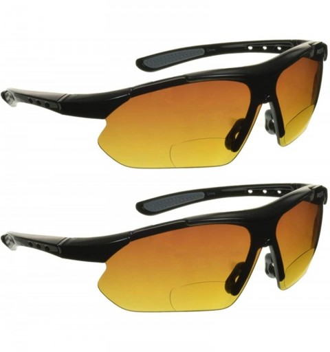 Semi-rimless Bifocal Sunglasses Rimless Wraparound - 2 Pairs of Black Grey - C118HR0UQWY $15.50
