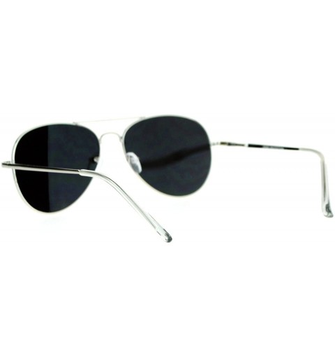 Aviator Flat Lens Aviator Sunglasses Thin Metal Spring Hinge Frame Silver Mirror Lens - Silver - C31896HL2HI $9.65