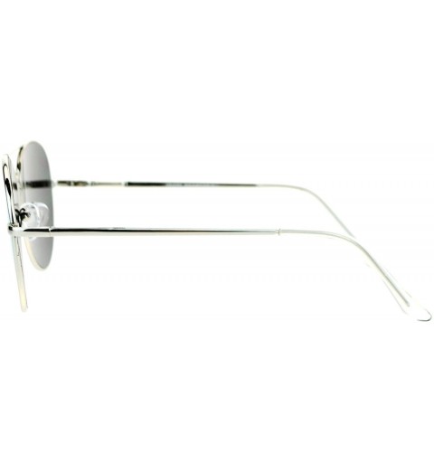 Aviator Flat Lens Aviator Sunglasses Thin Metal Spring Hinge Frame Silver Mirror Lens - Silver - C31896HL2HI $9.65