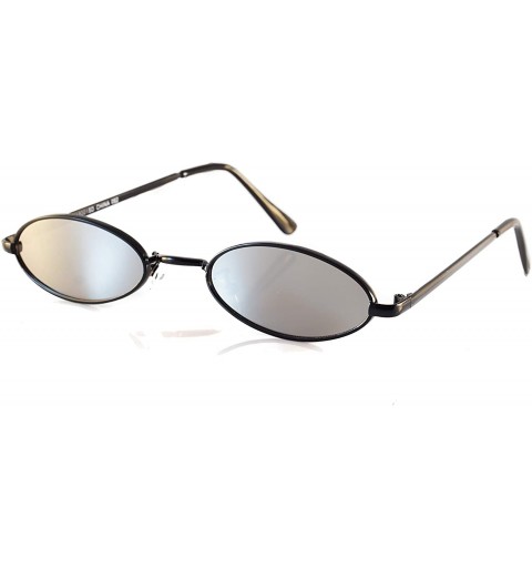 Oval Retro Thick Frame Slim Wide Oval Flat Lens Smoke Mirror Sunglasses A242 - Black Mirror - CZ18KQYTO2T $21.04