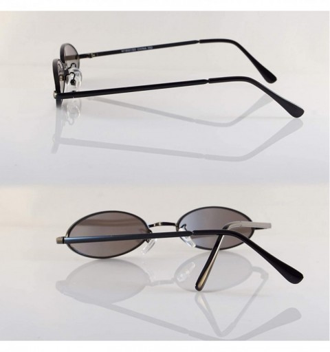 Oval Retro Thick Frame Slim Wide Oval Flat Lens Smoke Mirror Sunglasses A242 - Black Mirror - CZ18KQYTO2T $9.17