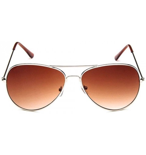 Oval Fashion Unisex Sunglasses Metal Frame with Case UV400 Protection - Silver Frame/Gradient Brown Lens - CH18WRHQK9A $17.68