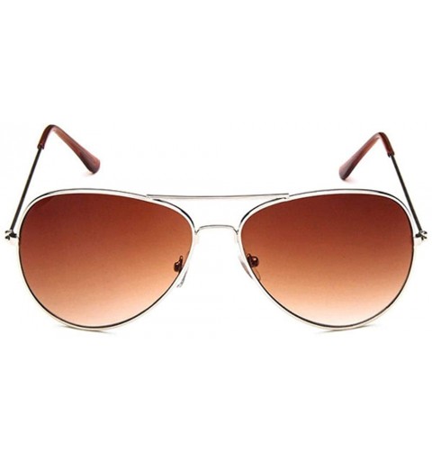 Oval Fashion Unisex Sunglasses Metal Frame with Case UV400 Protection - Silver Frame/Gradient Brown Lens - CH18WRHQK9A $17.68