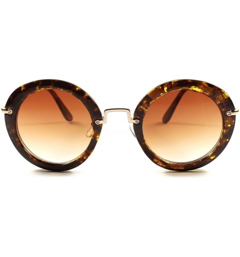 Round Retro Designer Fashion Stylish Upscale Womens Round Sunglasses - Tortoise - CC18XL7859X $12.88