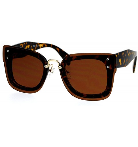 Rectangular Flat Panel Lens Rimless Horn Rim Rectangular Sunglasses - Tortoise Brown - CM12MAM2LVM $13.42