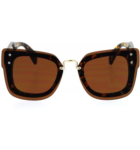 Rectangular Flat Panel Lens Rimless Horn Rim Rectangular Sunglasses - Tortoise Brown - CM12MAM2LVM $13.42