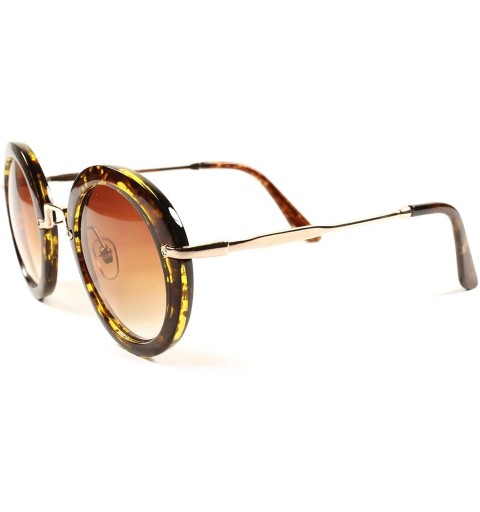 Round Retro Designer Fashion Stylish Upscale Womens Round Sunglasses - Tortoise - CC18XL7859X $12.88