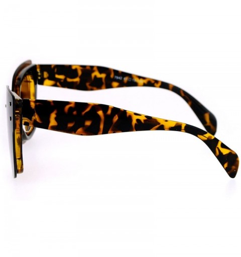 Rectangular Flat Panel Lens Rimless Horn Rim Rectangular Sunglasses - Tortoise Brown - CM12MAM2LVM $13.42