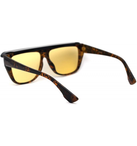 Square Flat Top Mob Plastic Top Visor Sunglasses - Brown Tortoise Solid Yellow - CM1959MML6I $15.24