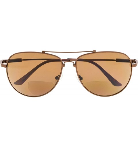 Aviator Memory Bifocal Sunglasses Flexible Reading Sunglasses Polit Style for Men Women - Brown-brown-lens - CA18MGDQRIM $10.85
