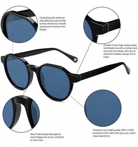 Oval Vintage Round Acetate Polarized Sunglasses Hard Frame Designer Eyewear For Women Men - C6192HU7Y97 $24.42