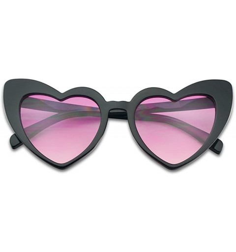 Oversized Oversized High Tip Pointed Heart Shaped Colorful Love Sunglasses - Black Frame - Purple - CV180L5MONT $12.45