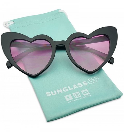 Oversized Oversized High Tip Pointed Heart Shaped Colorful Love Sunglasses - Black Frame - Purple - CV180L5MONT $12.45