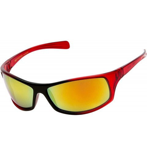 Wrap Polarized Wrap Around Sports Sunglasses - Red - Red Mirror - CM18CT6ESC7 $13.36