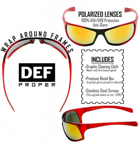 Wrap Polarized Wrap Around Sports Sunglasses - Red - Red Mirror - CM18CT6ESC7 $13.36