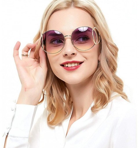 Round 2018 fashion trend trend personality ladies round frame sunglasses - Purple - CV18KZM864R $10.43