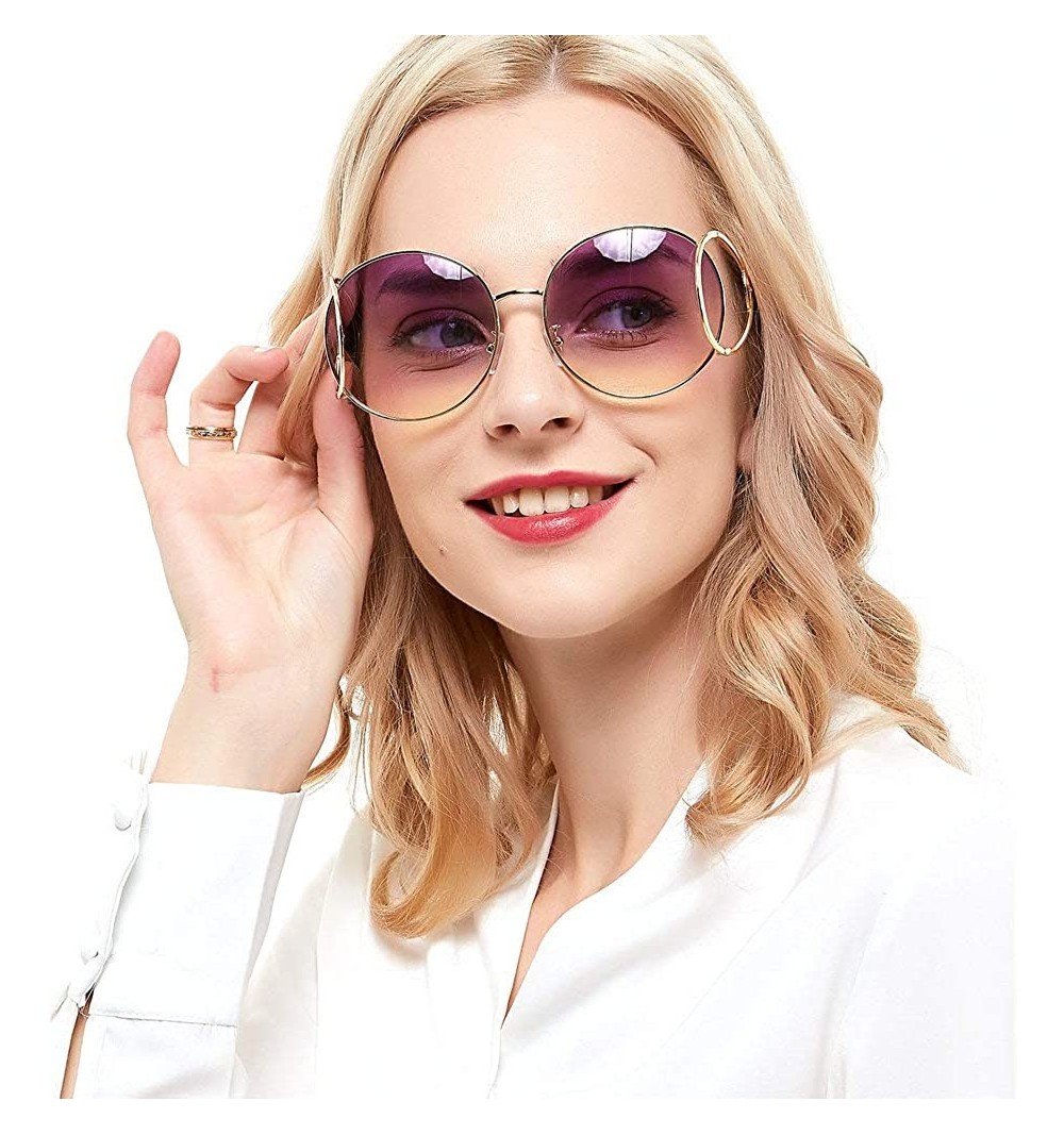 Round 2018 fashion trend trend personality ladies round frame sunglasses - Purple - CV18KZM864R $10.43