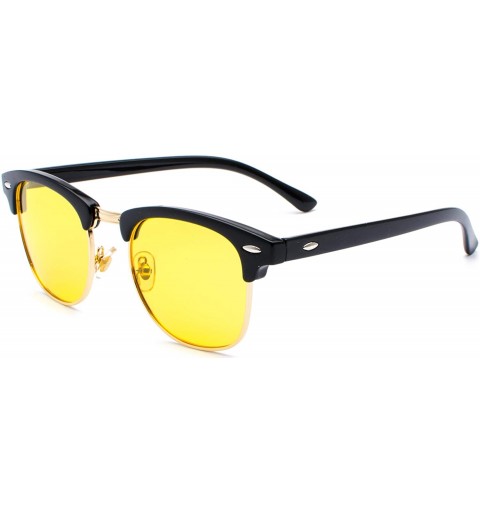 Round Classic Half Frame Sunglasses Fashion Eyeglasses for Men Women - Gold-yellow - CV18SGRE4SC $9.22