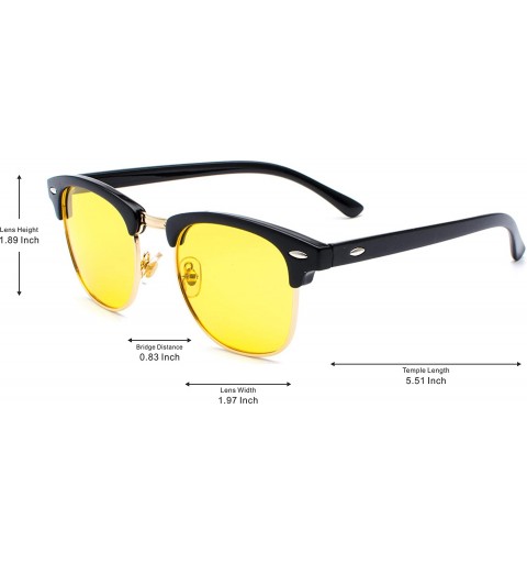 Round Classic Half Frame Sunglasses Fashion Eyeglasses for Men Women - Gold-yellow - CV18SGRE4SC $9.22