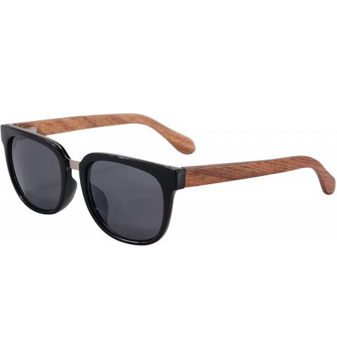 Oval Bamboo Wood Sunglasses Polarized Night Vison Driving Glasses with Ant Blue Light Function-TY569 - C2-pc Lens - C11935X4I...