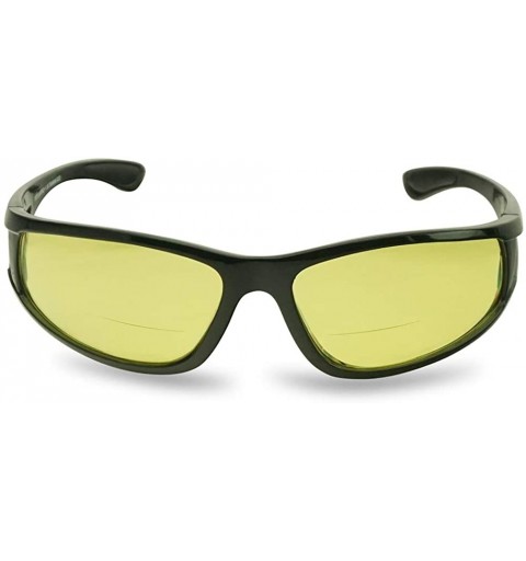 Wrap Driving Bifocal Polycarbonate Reading Sunglasses - Shiny Black - Yellow - CF18X27M64T $18.25