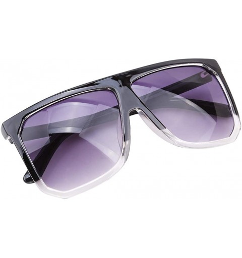 Square Women Sunglasses Oversized Female Flat Top Vintage Sun Glasses Eyewear Big Square Sunglasses - Half Black - C318IS8Y6W...