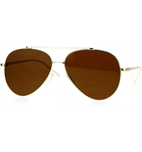 Aviator Super Flat Lens Aviator Sunglasses New Hipster Fashion Thin Metal Rim - Gold - CW12BPFG9I7 $22.80