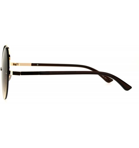 Rimless Womens Half Rim Circle Lens Round Hippie Groove Rimless Sunglasses - All Brown - CG18227LIH2 $9.48