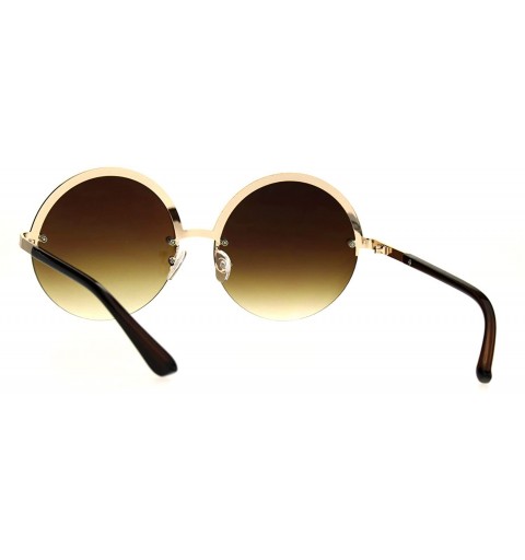 Rimless Womens Half Rim Circle Lens Round Hippie Groove Rimless Sunglasses - All Brown - CG18227LIH2 $9.48