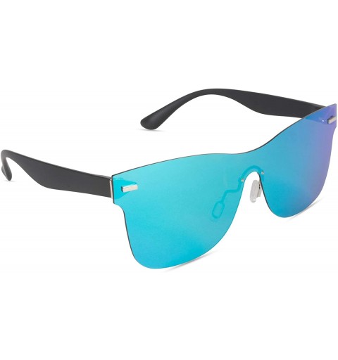 Aviator Inner Vision Classic Full Mirror Polarized Sunglasses - Black Frame/Teal Lens - CN18CA5XGIQ $60.78