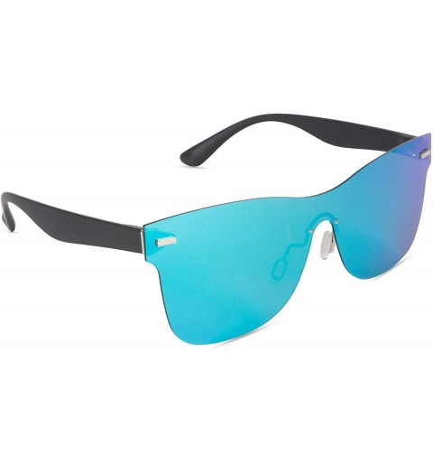 Aviator Inner Vision Classic Full Mirror Polarized Sunglasses - Black Frame/Teal Lens - CN18CA5XGIQ $33.59